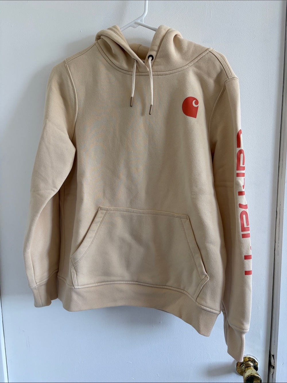 Carhartt Sand-Cream Hooded Sweatshirt with Logo